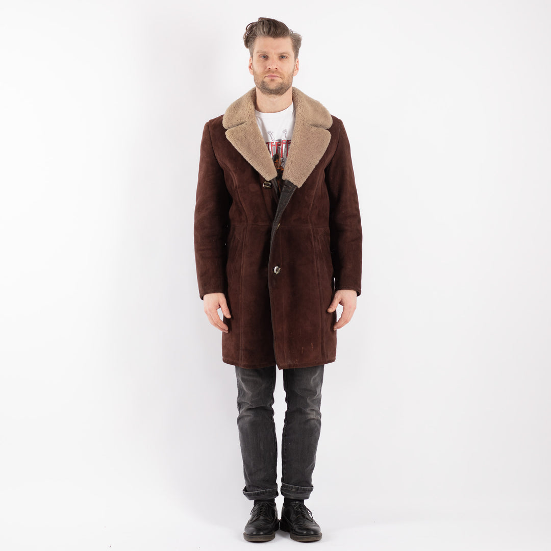 Vintage 70's Men Sheepskin Coat in BrownZ420