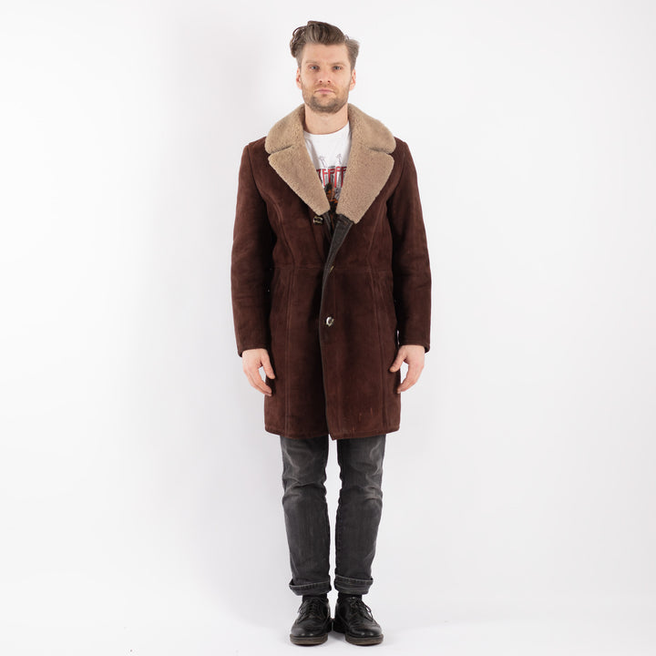 Vintage 70's Men Sheepskin Coat in BrownZ420