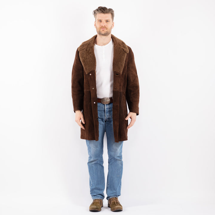 Vintage 70's Men Sheepskin Coat in BrownZ1403