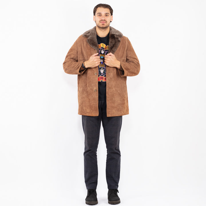 Vintage 70's Men Suede Sherpa Coat in BrownZ2358