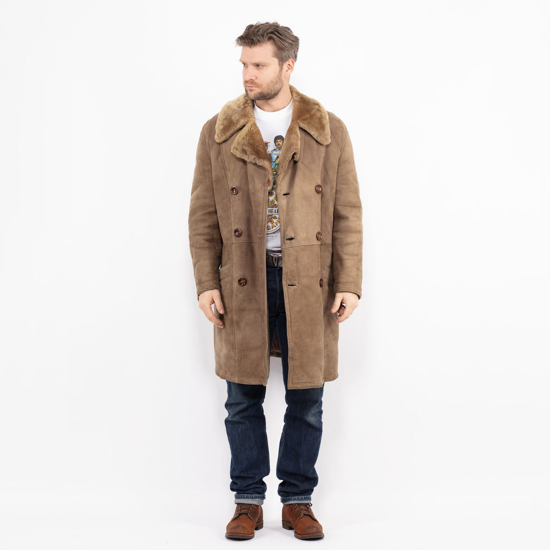 Vintage 70's Men Sheepskin Coat in BeigeZ2649