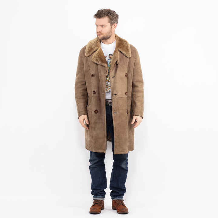 Vintage 70's Men Sheepskin Coat in BeigeZ2649
