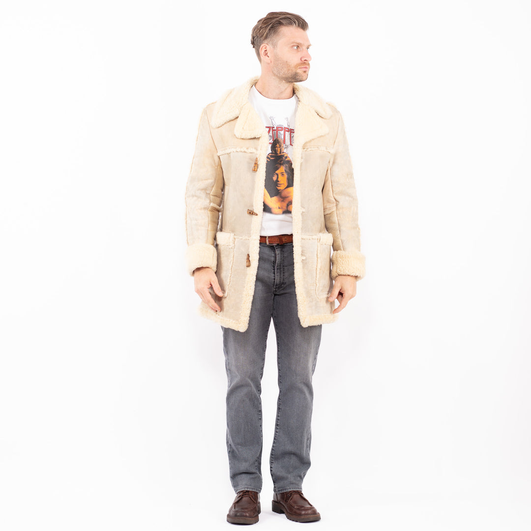 Vintage 70's Men Sheepskin Coat in BeigeZ2042