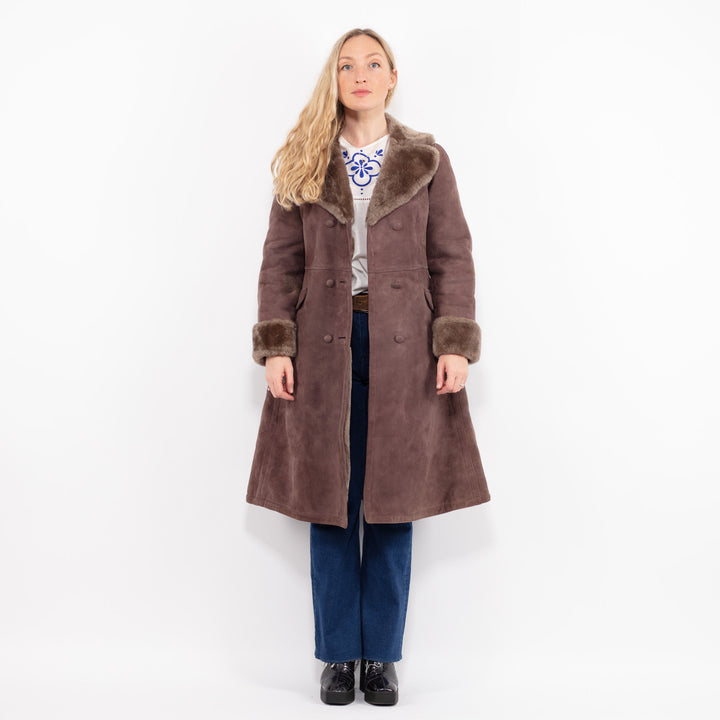 Vintage 70's Women Sheepskin Coat in BrownA0983
