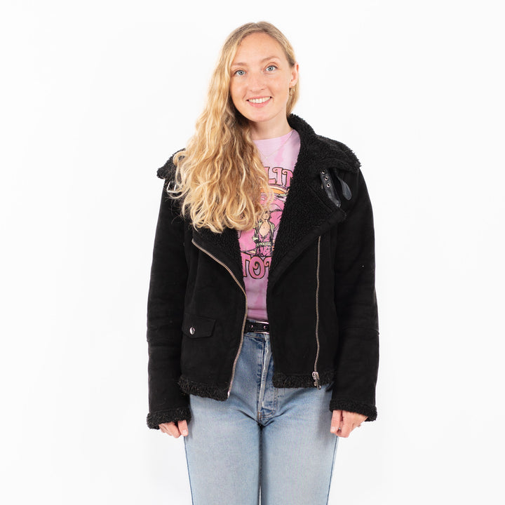 Vintage 00's Women Faux Sheepskin Jacket in BlackA0503