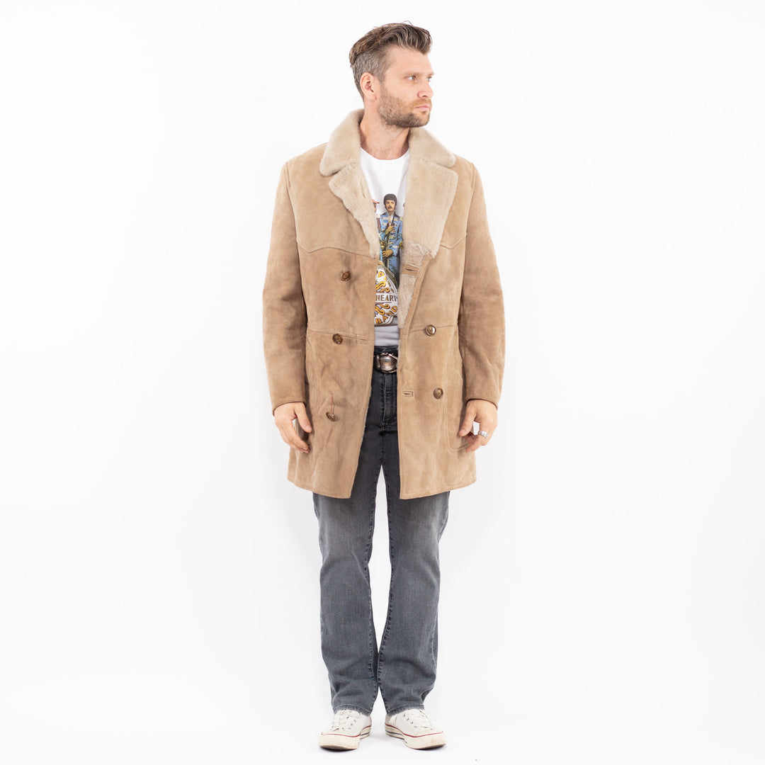 Vintage 70's Men Sheepskin Coat in BeigeZ1918