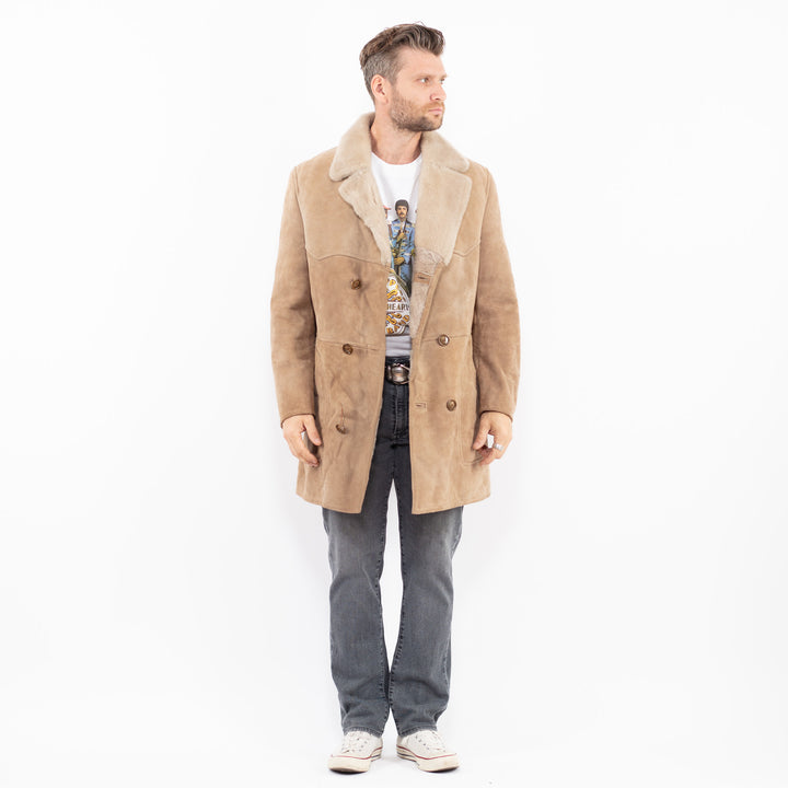 Vintage 70's Men Sheepskin Coat in BeigeZ1918