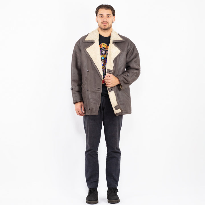 Vintage 80's Men Sheepskin Coat in BrownZ2359