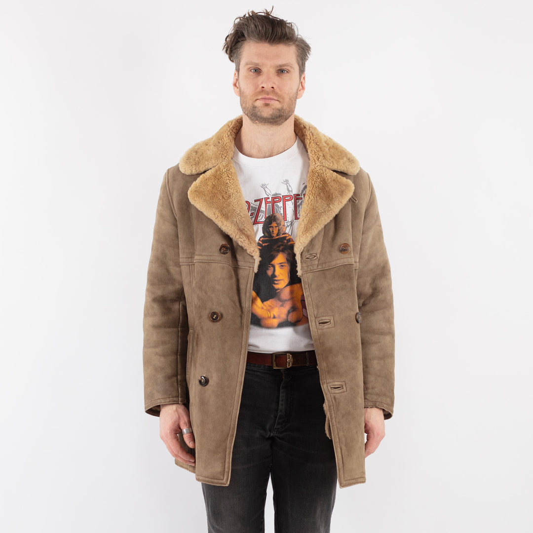Vintage 70's Men Sheepskin Coat in BeigeZ769