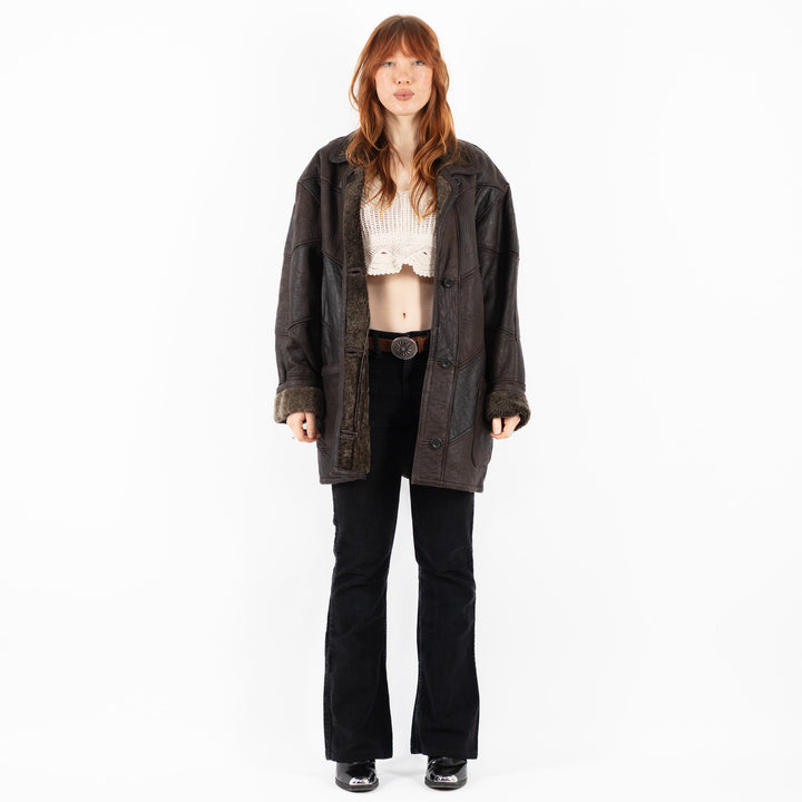 Vintage 90's Women Sheepskin Coat in BrownV9751