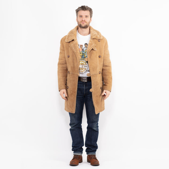 Vintage 70's Men Sheepskin Coat in BeigeZ2650