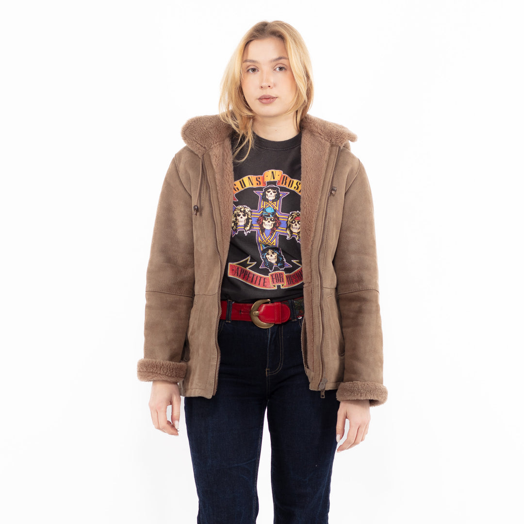 Vintage 90's Women Sheepskin Jacket in BeigeA1086