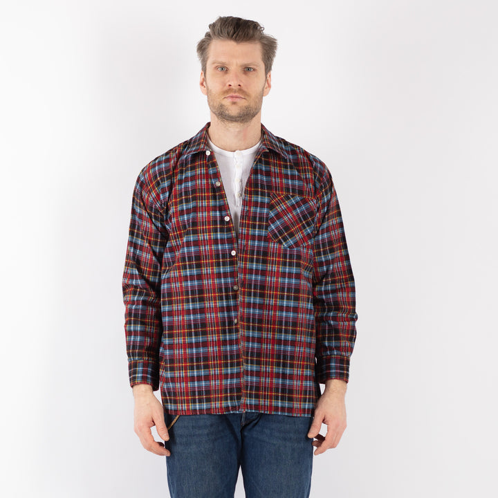 Vintage 90's Men Plaid Flannel Shirt in Multi