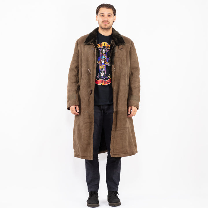 Vintage 80's Men Sheepskin Coat in BrownZ2360