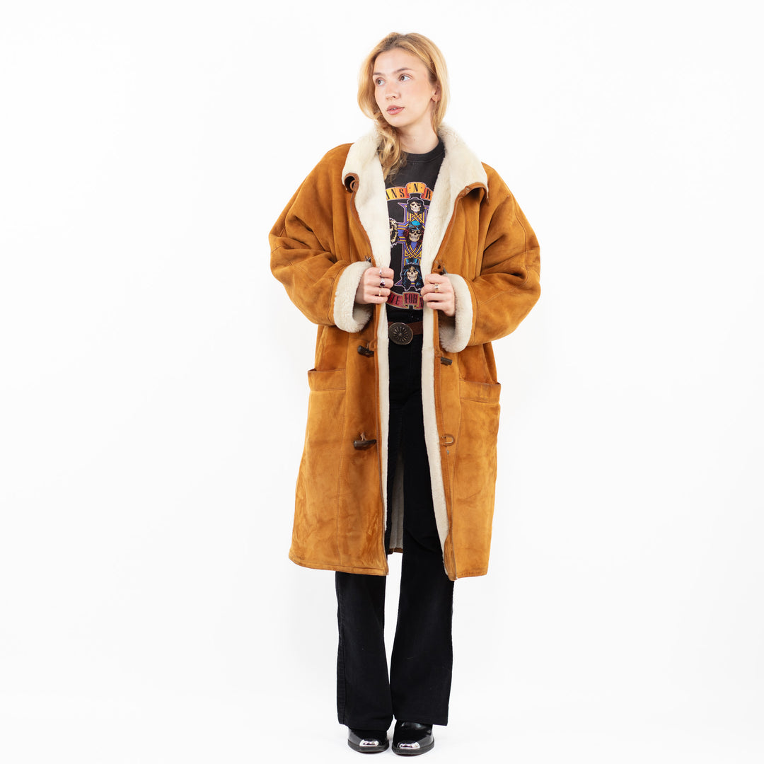 Vintage 80's Women Sheepskin Coat in BrownA1048