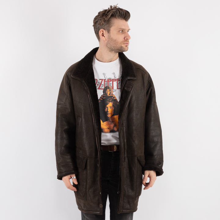 Vintage 90's Men Sheepskin Coat in BrownZ770