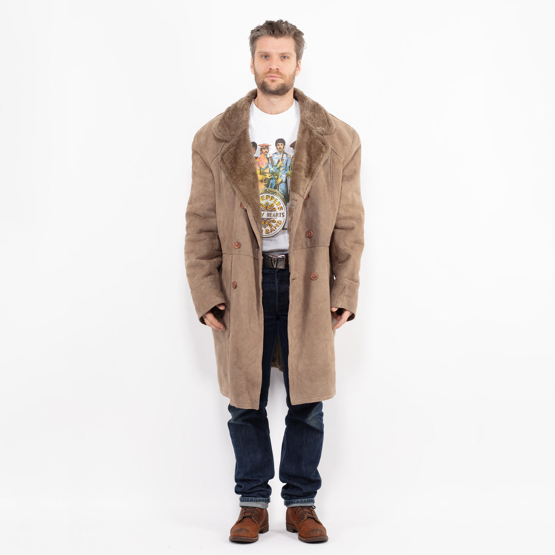 Vintage 70's Men Sheepskin Coat in BeigeZ2651
