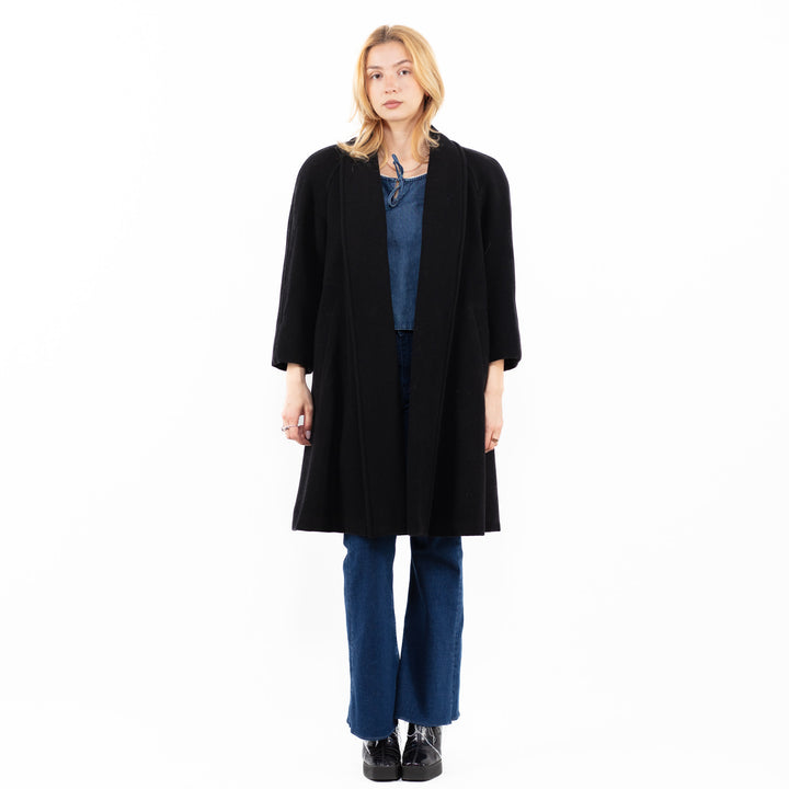 Vintage 80's Women Wool Blend Coat in BlackA0047