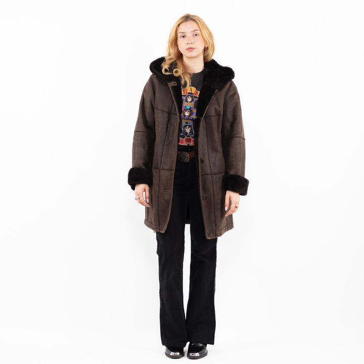 Vintage 00's Women Sheepskin Coat in BrownA0149