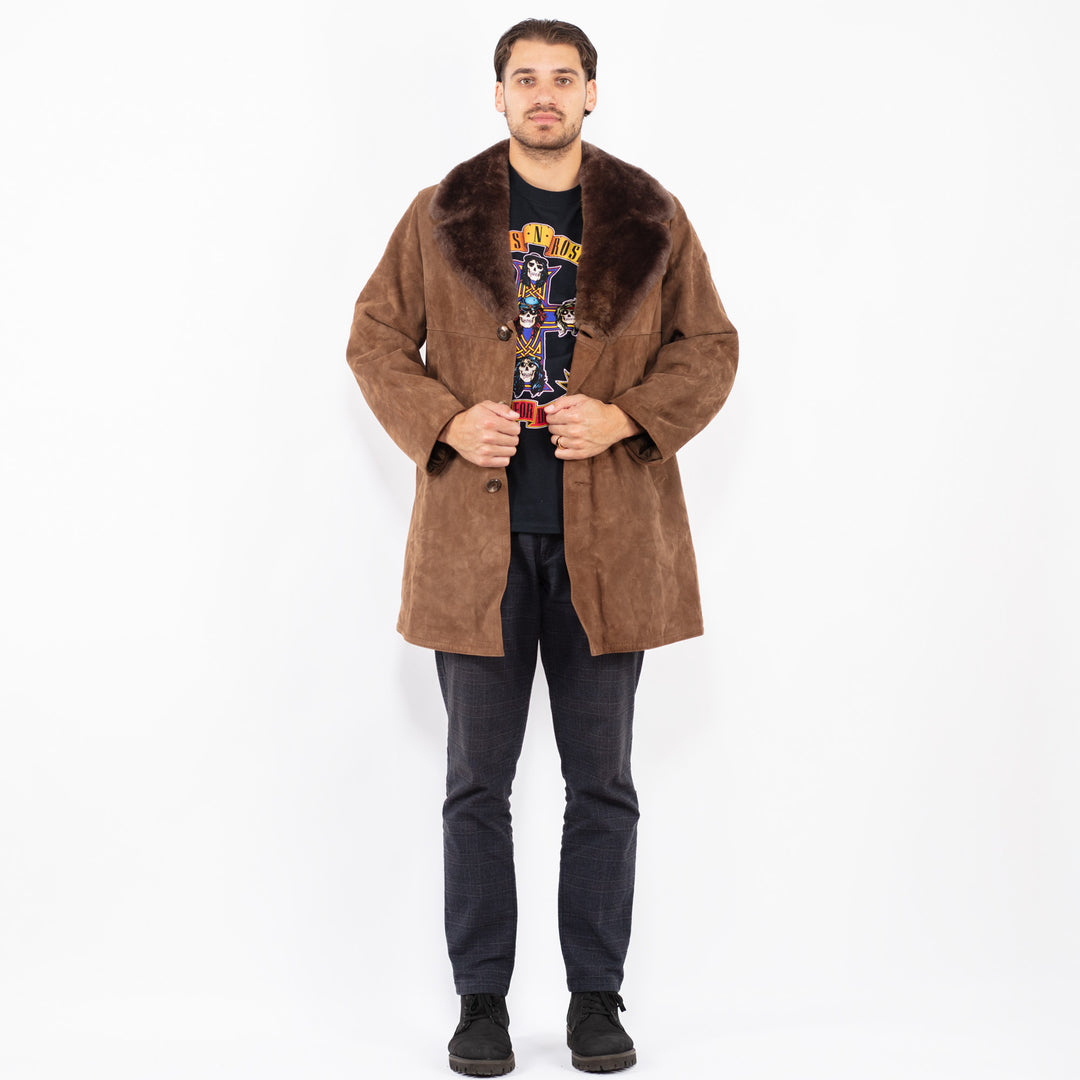 Vintage 70's Men Suede Sherpa Coat in BrownZ2361