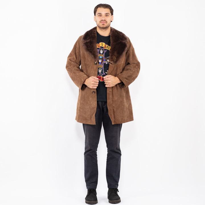 Vintage 70's Men Suede Sherpa Coat in BrownZ2361