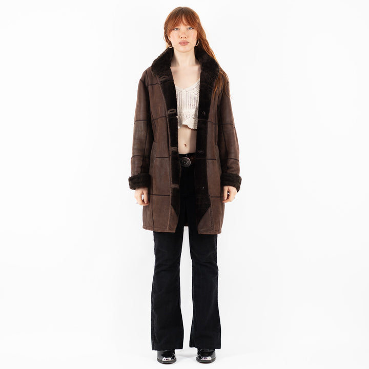 Vintage 00's Women Sheepskin Coat in BrownV9753