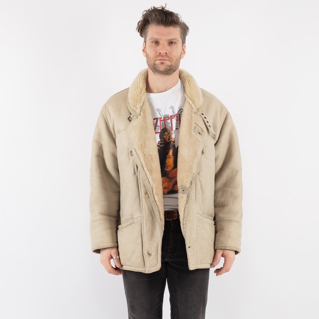 Vintage 70's Men Sheepskin in Beige