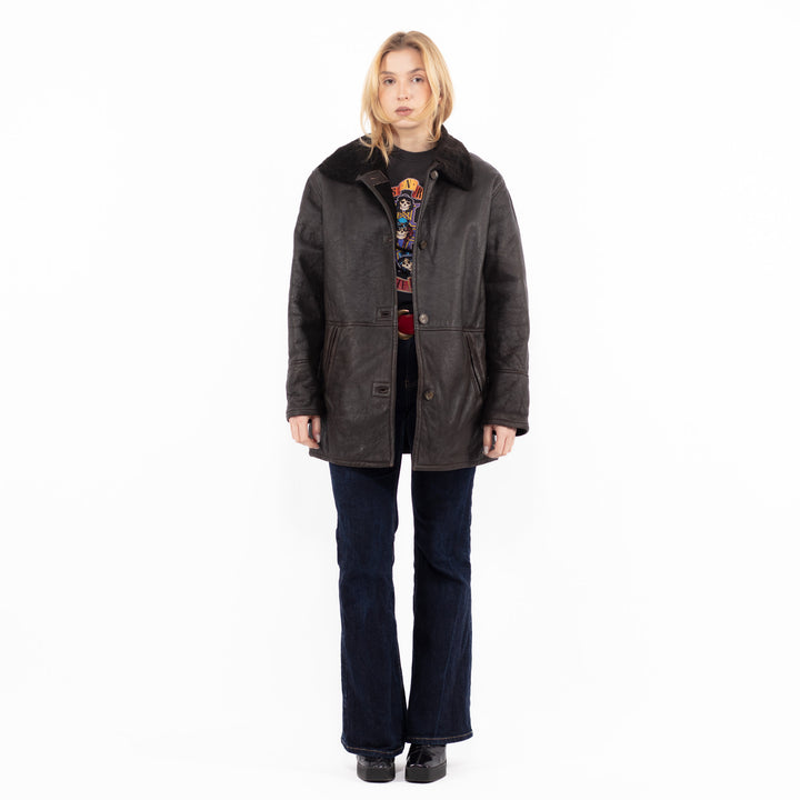 Vintage 90's Women Sheepskin Coat in BrownA1088