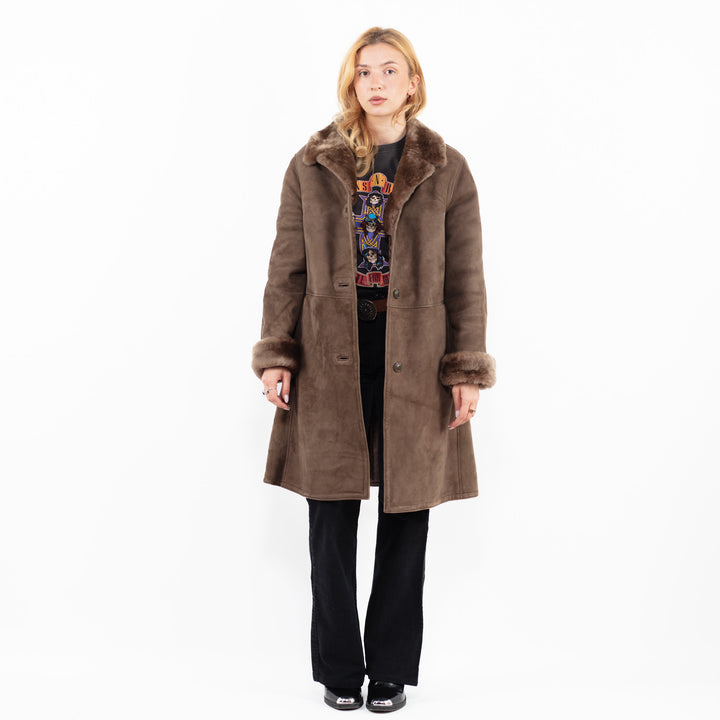 Vintage 70's Women Sheepskin Coat in BrownA0150