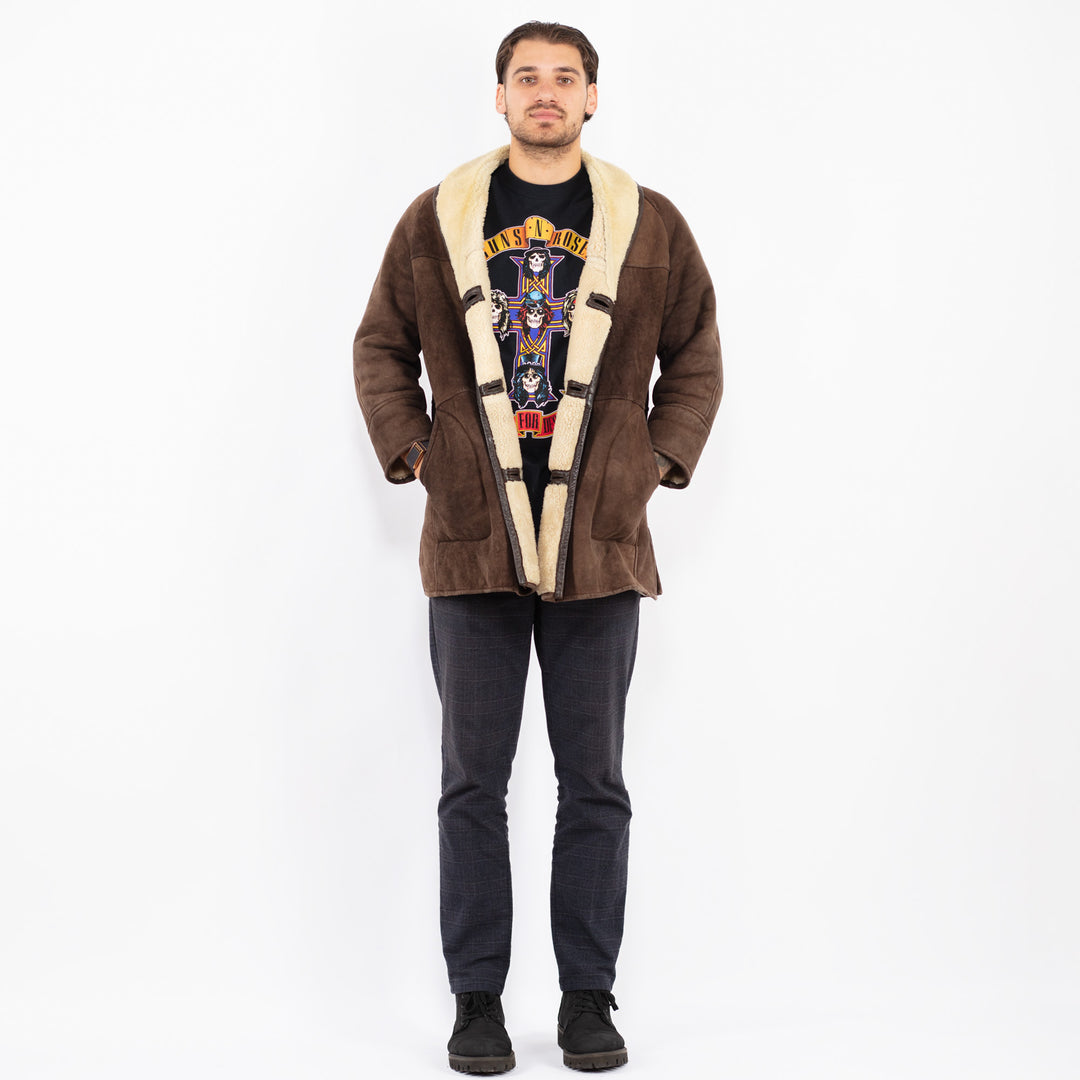 Vintage 80's Men Sheepskin Coat in BrownZ2362