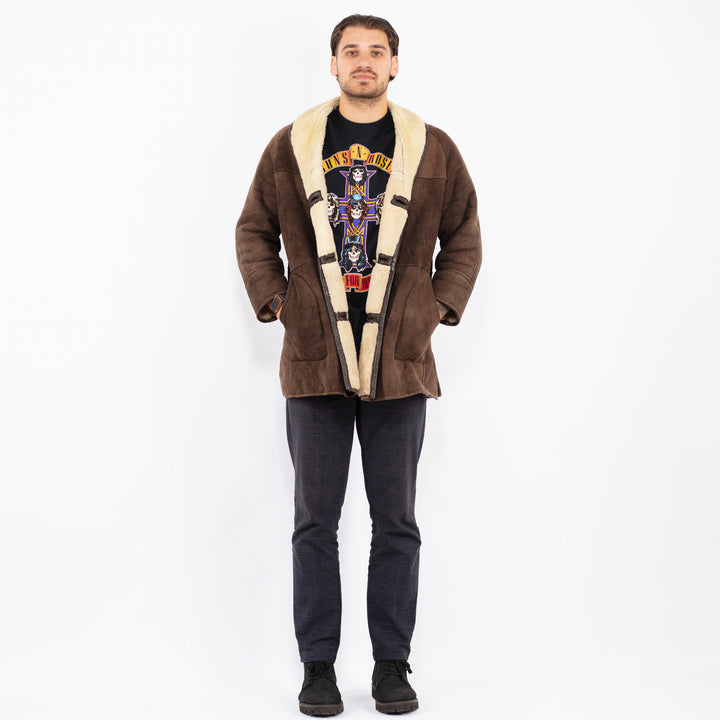 Vintage 80's Men Sheepskin Coat in BrownZ2362