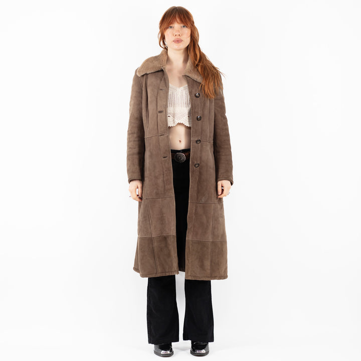 Vintage 70's Women Sheepskin Coat in BeigeV9754