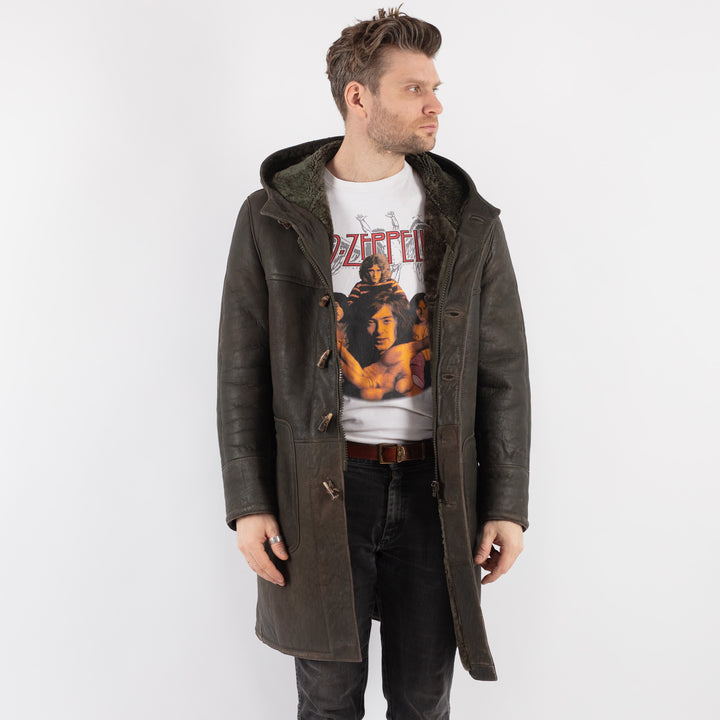 Vintage 80's Men Sheepskin Coat in GrayZ772