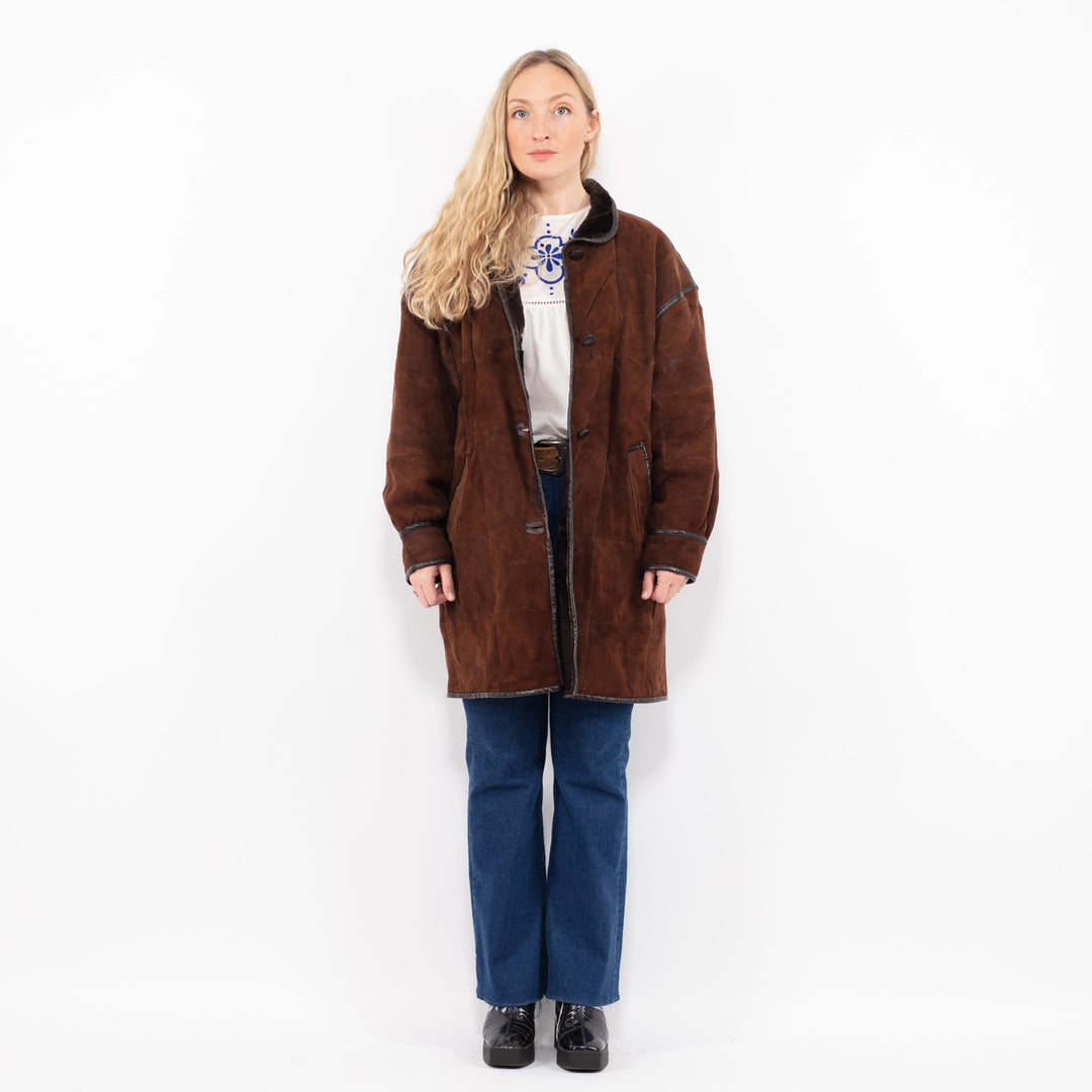 Vintage 90's Women Sheepskin Coat in BrownA0987