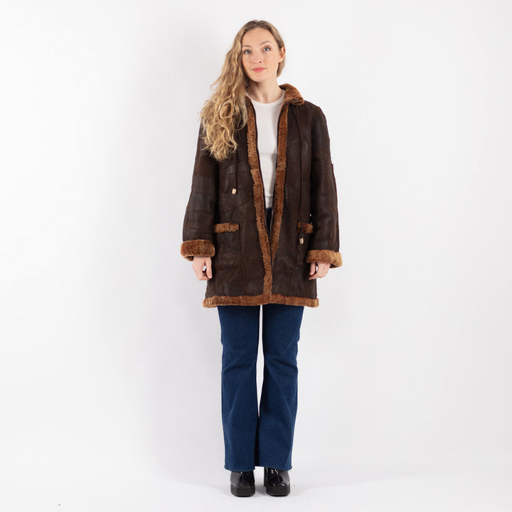 Vintage 90's Women Sheepskin Coat in BrownV9139