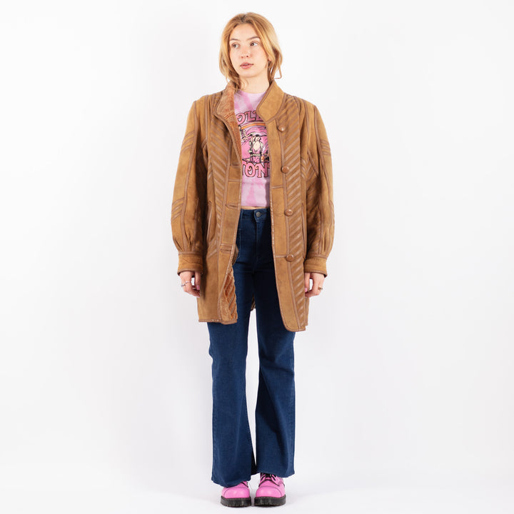 Vintage 80's Women Sheepskin Coat in BrownV9546