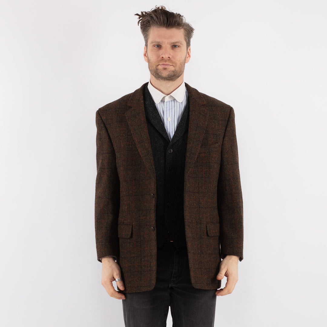 Vintage 80's Men Harris Tweed Jacket in Brown