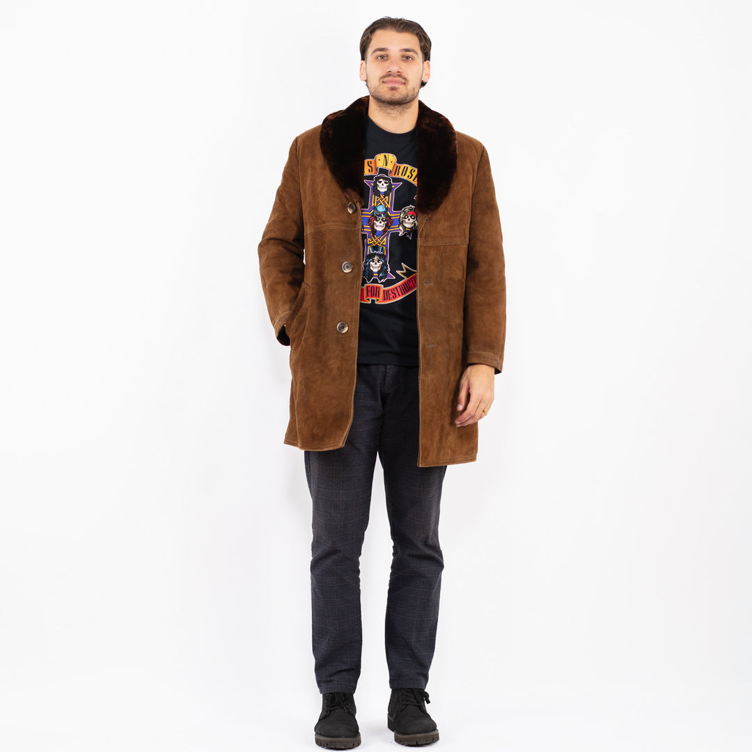 Vintage 70's Men Suede Sherpa Coat in BrownZ2363