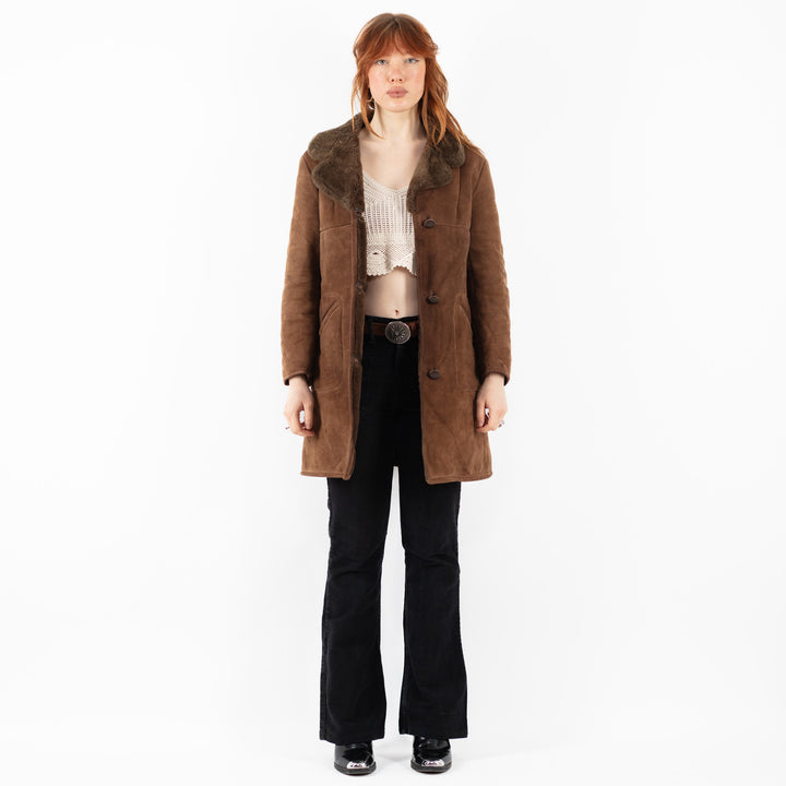 Vintage 70's Women Sheepskin Coat in BrownV9755