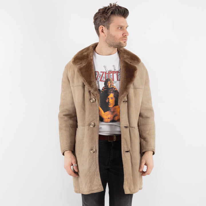 Vintage 70's Men Sheepskin Coat in BeigeZ773