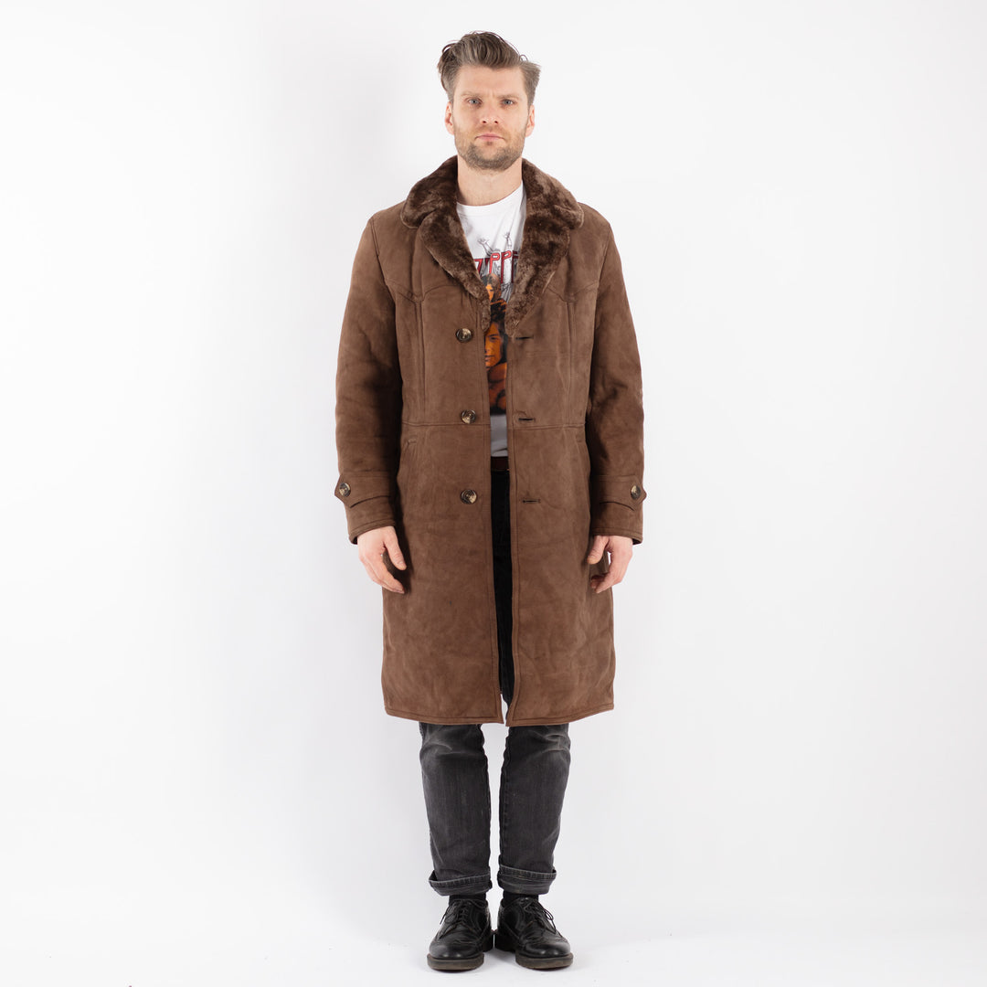 Vintage 70's Men Sheepskin Coat in Brown