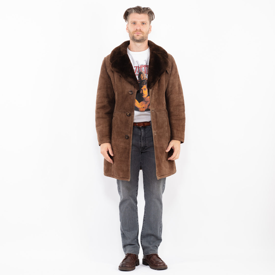 Vintage 70's Men Sheepskin Coat in BrownZ2047