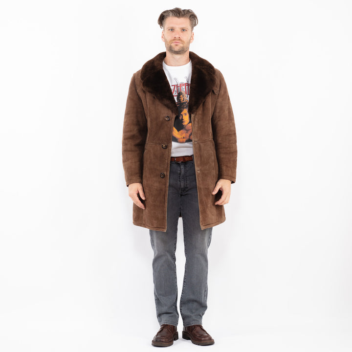 Vintage 70's Men Sheepskin Coat in BrownZ2047