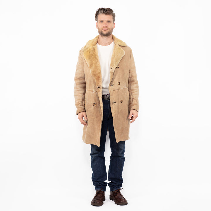 Vintage 70's Men Sheepskin Coat in BeigeZ2548