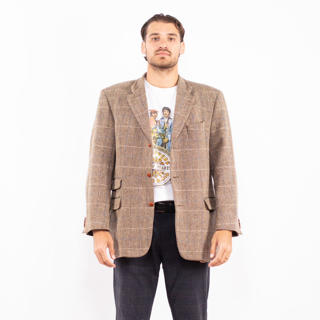 Vintage 90's Men Harris Tweed Jacket in Beige