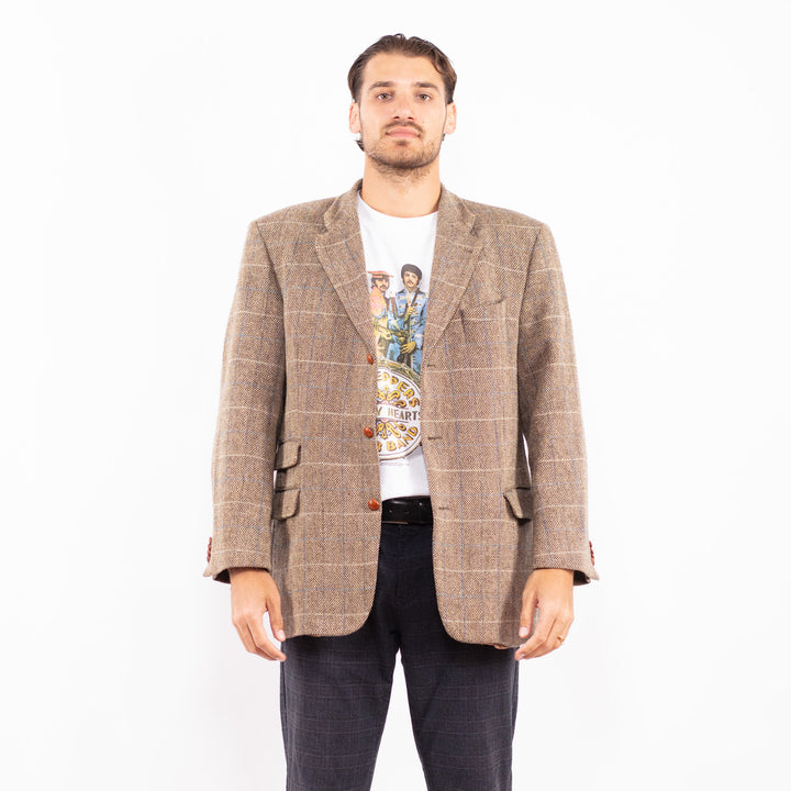 Vintage 90's Men Harris Tweed Jacket in Beige
