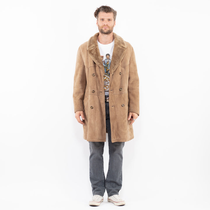 Vintage 70's Men Sheepskin Coat in BeigeZ1923