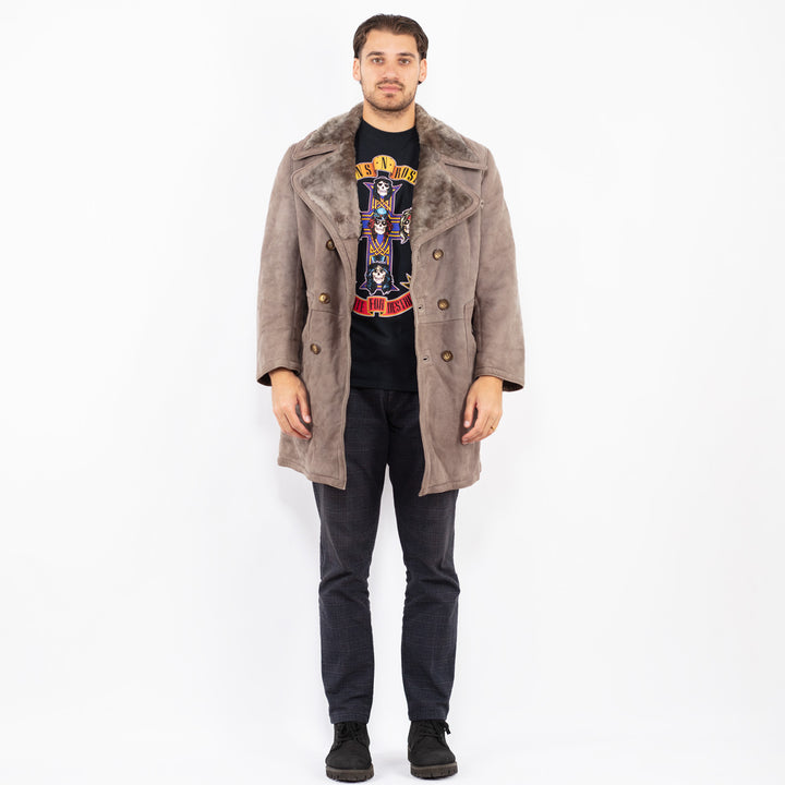 Vintage 70's Men Sheepskin Coat in GrayZ2364