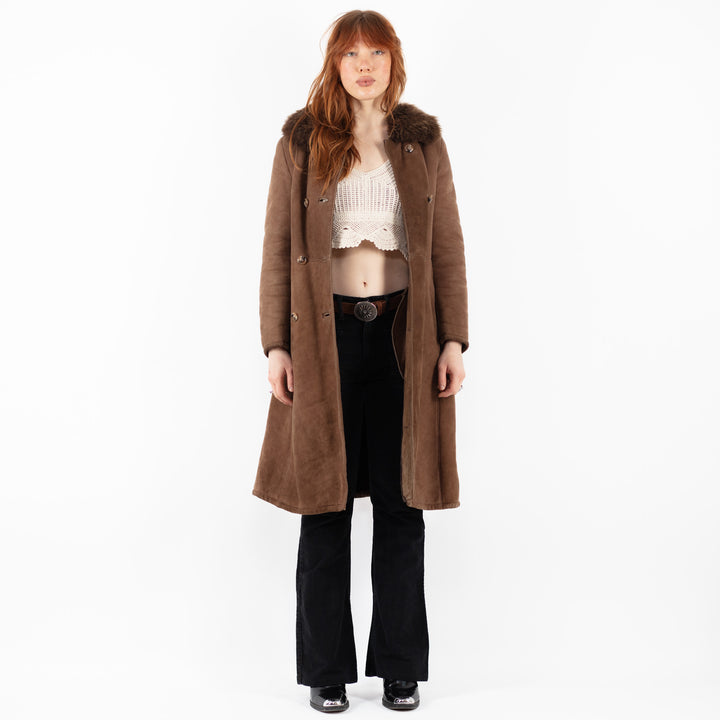 Vintage 70's Women Sheepskin Coat in BrownV9756