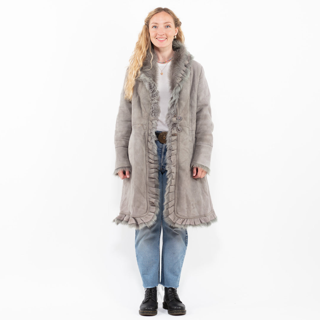 Vintage 00's Women Sheepskin Shearling in GrayA0257
